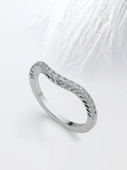 Round Cut Moissanite Curved Diamond Wedding Band for Women Mapple Gems